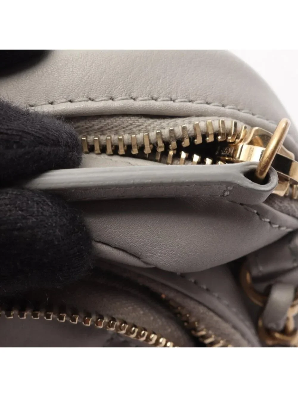Chanel Shoulder Bag Quilted Gray Leather